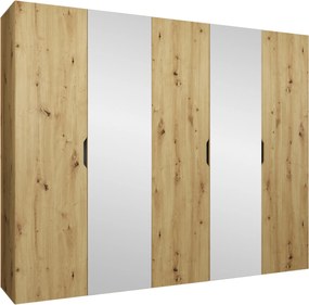 Roupeiro Hartford 516, Carvalho Artisan, 202x250x50cm, 181.5 kg, Portas para roupeiro: Com dobradiças