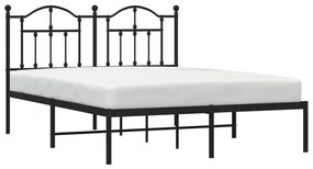 Estrutura de cama em metal com cabeceira 150x200 cm preto