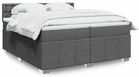 Cama com molas/colchão 200x200 cm tecido cinzento-escuro