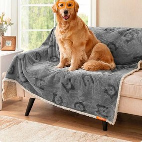 Cobertor impermeável para cães XXL 203 x 152 cm lavável à máquina cinzento