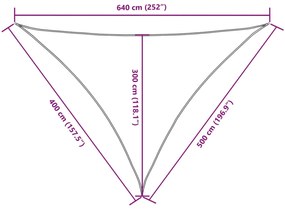 Para-sol estilo vela tecido oxford triangular 4x5x6,4m castanho
