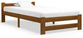 vidaXL Estrutura de cama 100x200 cm madeira pinho maciço castanho mel