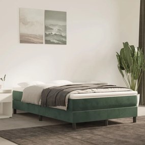 vidaXL Estrutura de cama com molas 120x200 cm veludo verde-escuro