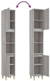 Armário WC 30x30x190 cm derivados de madeira cinzento sonoma