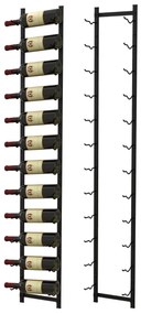 Garrafeira de parede para 12 garrafas Estante suspensa em aço inoxidável para garrafas de vinho 22 x 13,5 x 145 cm preto