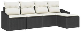 Conjunto de Mesa e Cadeiras para Jardim 6 Peças com Almofadas Castanho