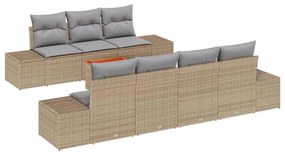 Conjunto de Sofá de Jardim 8 pcs Bege, cinza claro