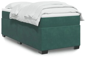 Cama com molas/colchão 90x190 cm veludo verde-escuro