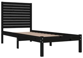 Estrutura cama de solteiro 90x190 cm madeira maciça preto