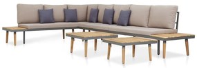 7 lugares conjunto lounge jardim + almofadões acácia castanho