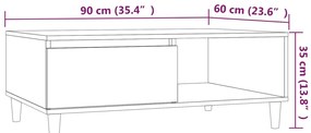 Mesa de centro 90x60x35 cm derivados de madeira cinzento sonoma