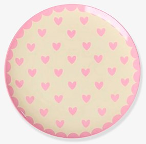 Prato de bolo FAVORITE HEARTS rice para crianças pequeno rosa
