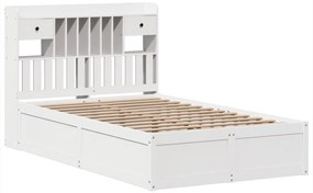 Cama sem colchão 135x190 cm madeira de pinho maciça branco