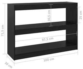 Estante/divisória 100x30x71,5 cm madeira de pinho preto