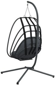 Cadeira forma de ovo suspensa com suporte aço antracite