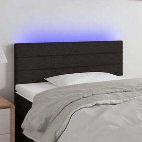3121744 vidaXL Cabeceira de cama c/ luzes LED tecido 100x5x78/88 cm preto