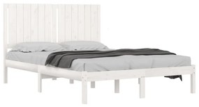 Estrutura de cama 140x200 cm madeira de pinho maciça branco
