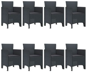 Conjunto de Jantar para Jardim 9 pcs Antracite Polipropileno