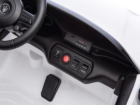 Carro elétrico para crianças 12V Maserati GranTurismo Folgore, 2 lugares, pneus de borracha Branco
