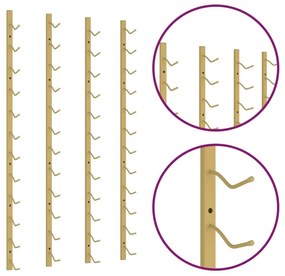 Garrafeira de parede para 12 garrafas 2 pcs ferro dourado