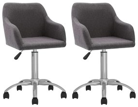 vidaXL Cadeiras de jantar giratórias 2 pcs tecido cinzento-acastanhado