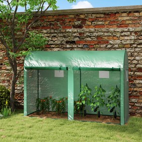 Estufa Jardim Tipo Túnel com 4 janelas e 2 portas para Plantas de PE de aço 300x100x200 cm Verde