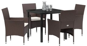 Conjunto de Jantar para Jardim com 5 Peças em Rattan Sintético Marrom