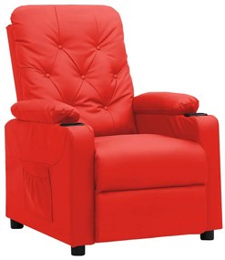 vidaXL Poltrona reclinável couro artificial vermelho