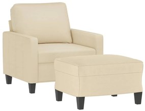 Poltrona com apoio de pés 60 cm tecido cor creme