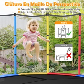 Trampolim de Jardim para Crianças Ø165CM, com Rede de Proteção, Suportes de Mola e Estrutura de Aço Verde