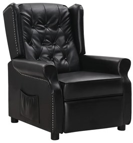 vidaXL Poltrona reclinável couro artificial preto brilhante