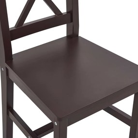 7 pcs conjunto de jantar em madeira de pinho castanho-escuro