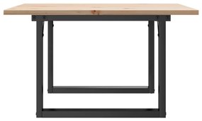 Mesa de centro estrutura em O 70x70x40 cm pinho e aço