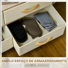 Guarda Roupa com Rodas Altura Ajustável Barras Extensíveis e 4 Gavetas de Tecido  88-148x42x93-160 cm Bege