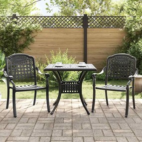 Conjunto Bistro de Jardim 3 Peças vidaXL Preto em Alumínio Fundido