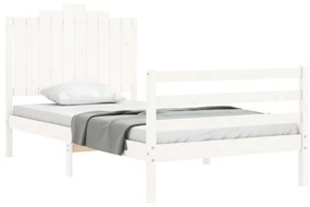 Estrutura de cama com cabeceira 100x200cm madeira maciça branco