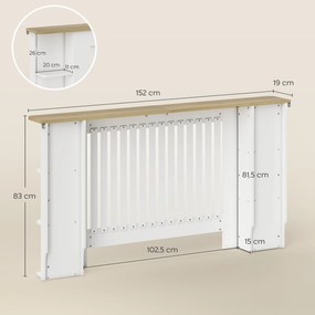 Cobertura para Radiadores com Prateleiras Desenho Moderno de Ripas para Sala de Estar Quarto 152x19x83 cm Branco