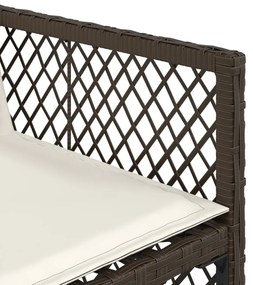 9 pcs conjunto jantar p/ jardim c/ almofadões vime PE castanho