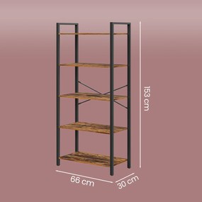 Estante de armazenamento com de 5 níveis 30 x 66 x 153 cm castanho vintage-Preto