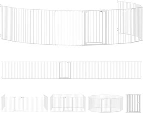 PawHut Barreira de segurança em metal parque cercado dobrável e modular para cão e criança 10 painéis 61 x 75 cm branco | Aosom Portugal