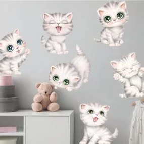 Autocolantes de parede - Gatos brincalhões em estilo aguarela