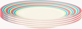 Pratos de pequeno-almoço em porcelana fina Calypso Stripe, conjunto de 4
