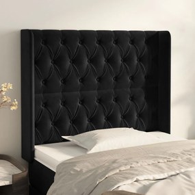 Cabeceira de cama c/ abas veludo 93x16x118/128 cm preto