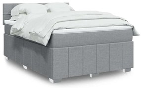 vidaXL Cama com molas/colchão 140x190 cm tecido cinzento-claro