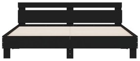 Estrutura cama c/ cabeceira 200x200 cm derivados madeira preto