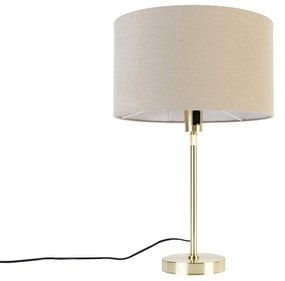 Candeeiro de mesa dourado ajustável com cúpula castanho claro 35 cm - Parte Design
