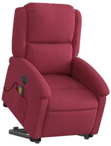 Poltrona massagens elevatória elétrica veludo vermelho-tinto