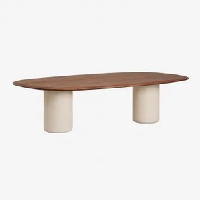 Mesa De Jantar Oval Em Mdf E Cimento Lysander 270 X 110 Cm & Carvalho Escuro Castanho & Beige Tapioca - Sklum