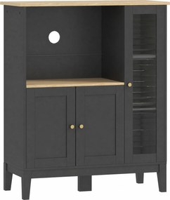 HOMCOM Móvel armário para micro-ondas para cozinha com 1 nicho, 3 portas passa-cabos 80 x 35 x 97 cm preto e aspecto madeira | Aosom Portugal