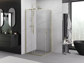Mexen Exo-S Duo cabine de duche quadrada deslizante 100 x 100 cm, transparente, dourada - 8111-100-100-50-00